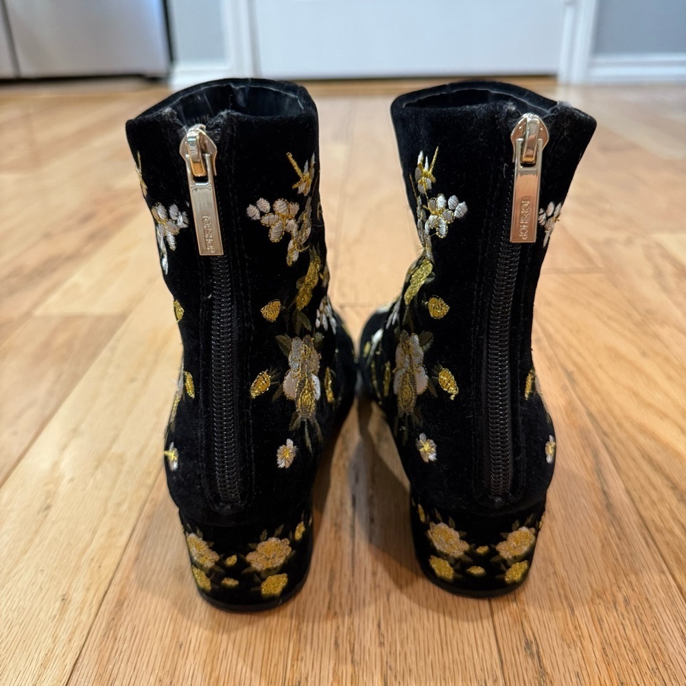 Topshop Floral Embroidered Black Ankle boots size 37 - Picture 5 of 7